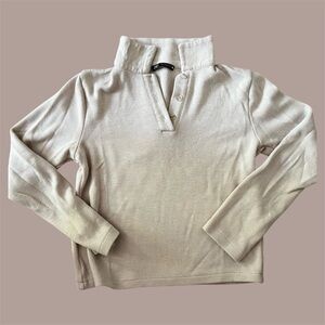 Cream Long Sleeve Collared Sweater